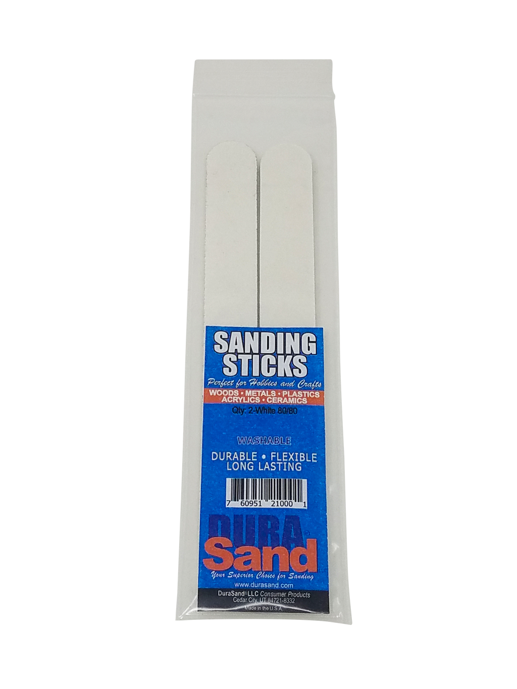 Durasand Sanding Sticks, white 80/80 grit, bag of 2